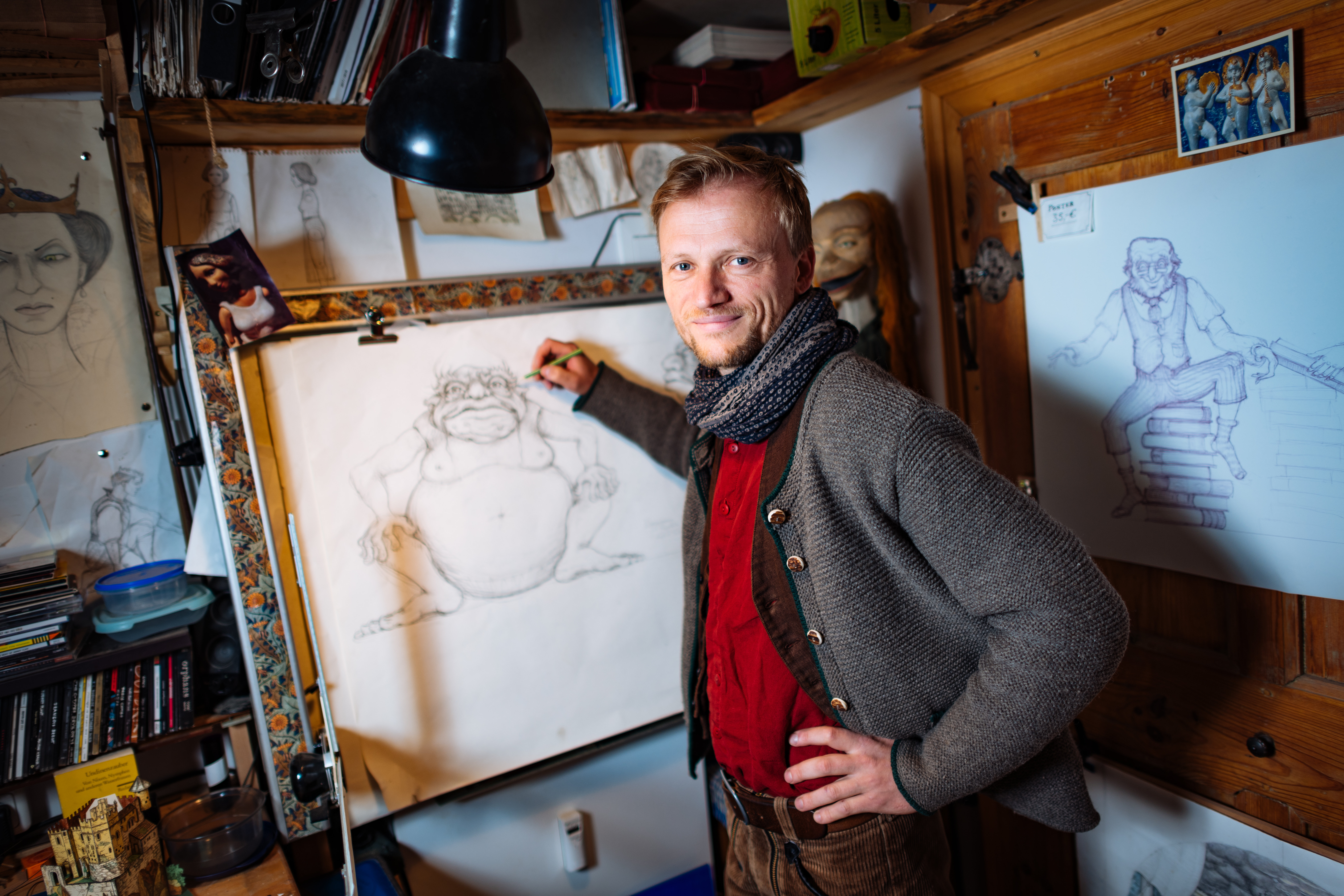 Martin Gobsch, Erfurt, ist Puppenbauer, Bühnenbildner und Mechanikus. Schau- Werkstatt auf der Krämerbrücke mit Theatrum Mundi